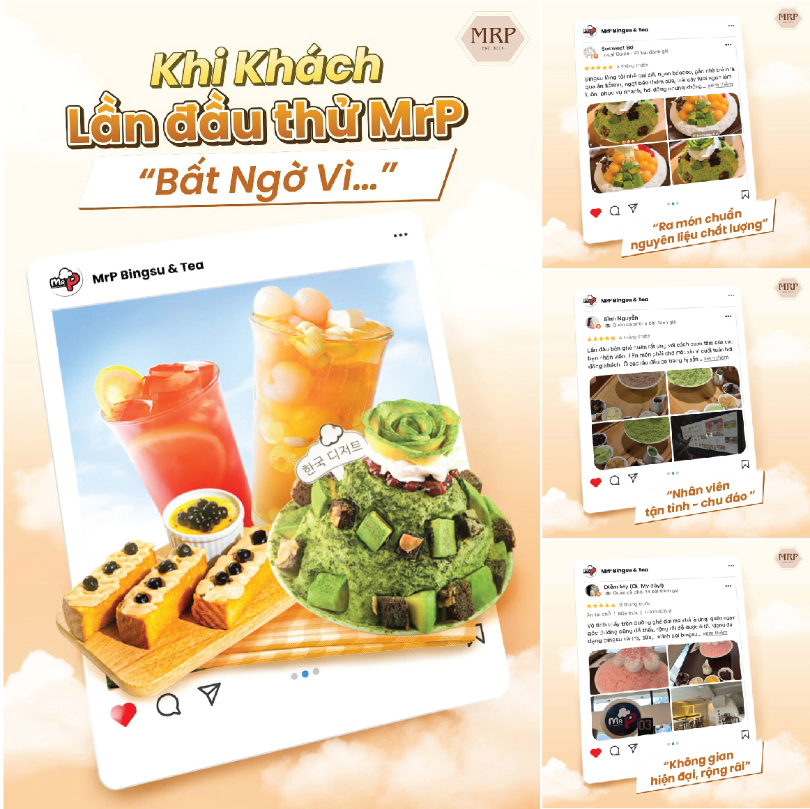 trải nghiệm lần đầu của khách hàng tại MrP Bingsu & Tea