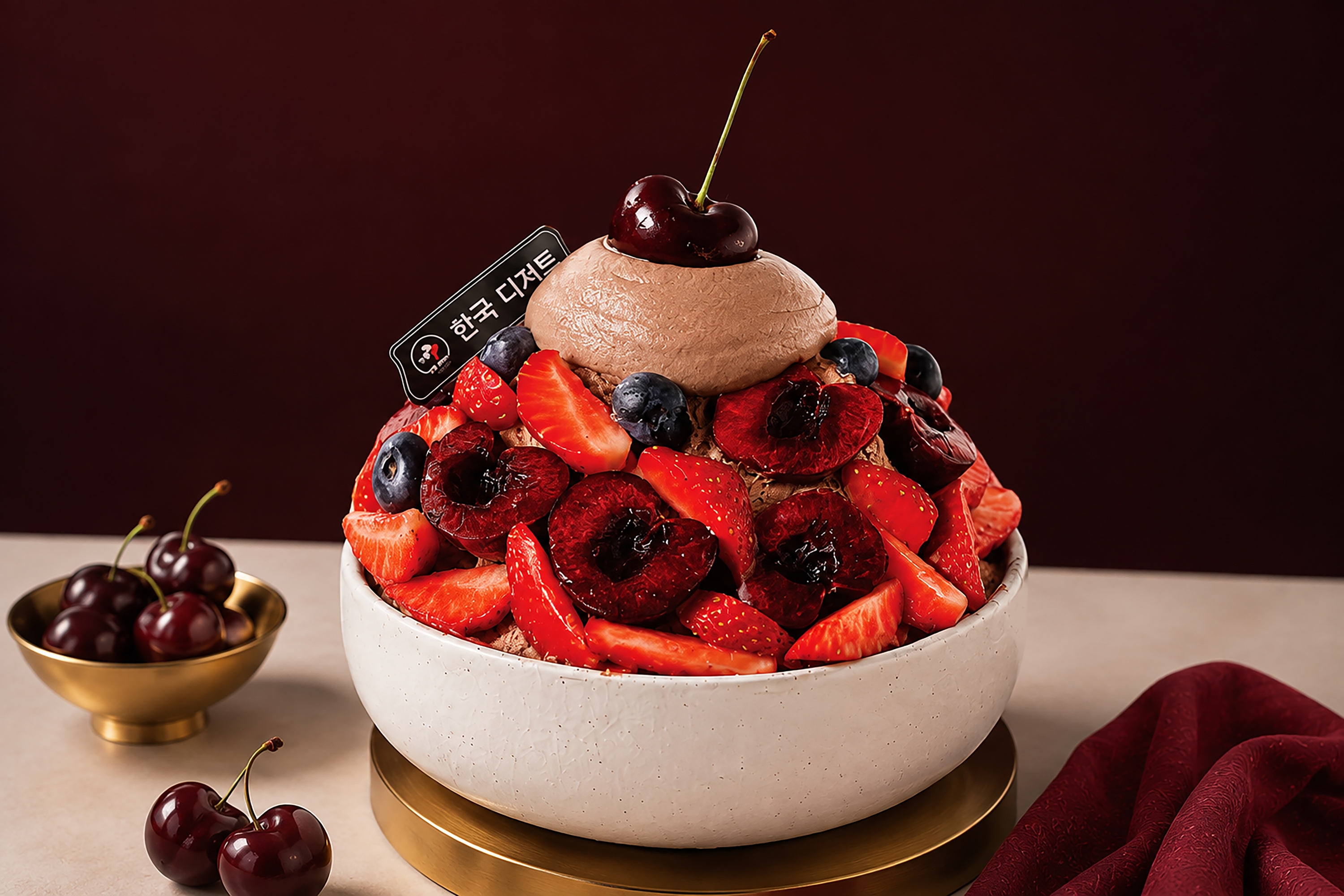 Berry Cherry Bingsu với dâu tây việt quất và cherry