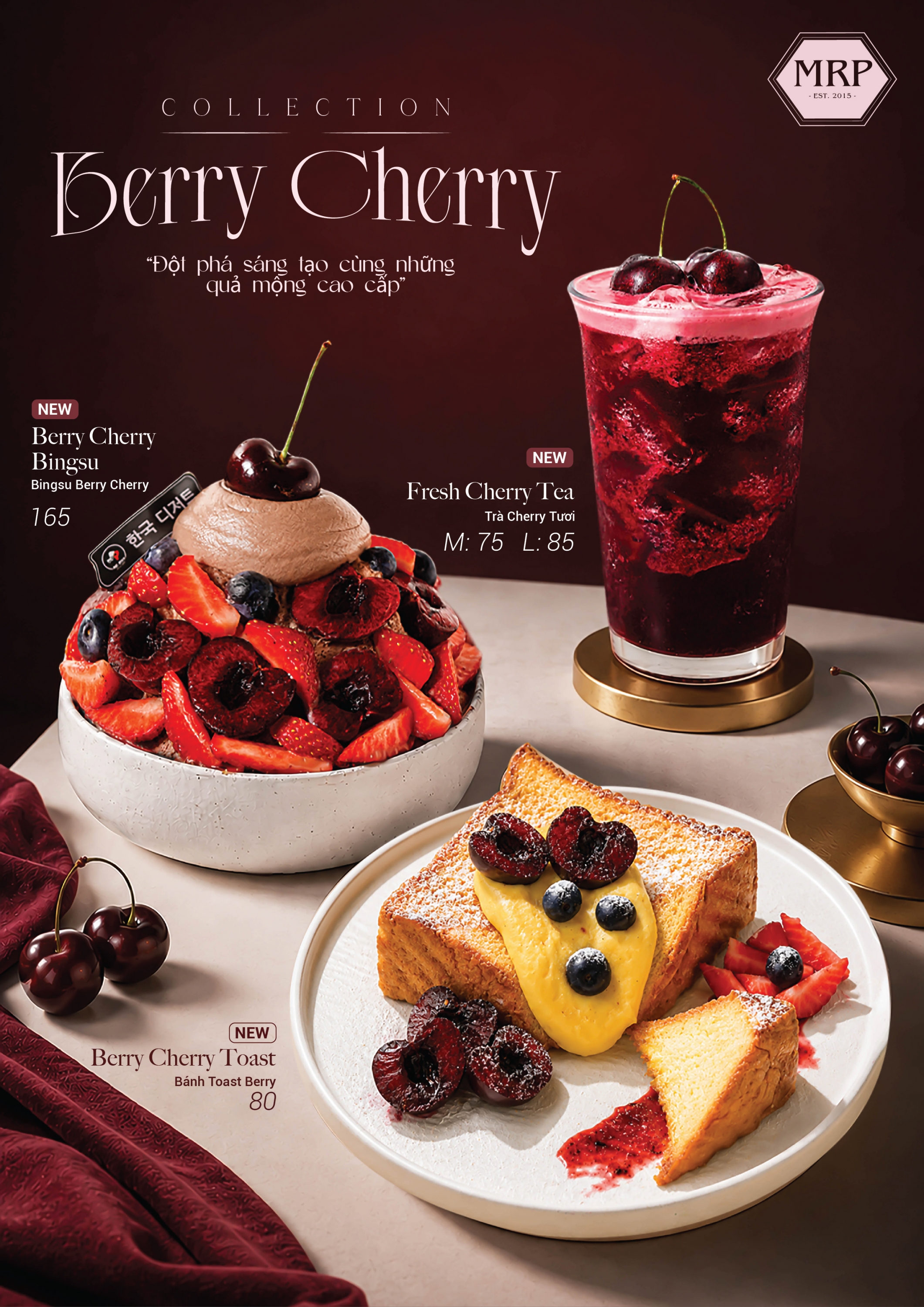 Berry Cherry MrP với Bingsu Toast và Fresh Cherry Tea