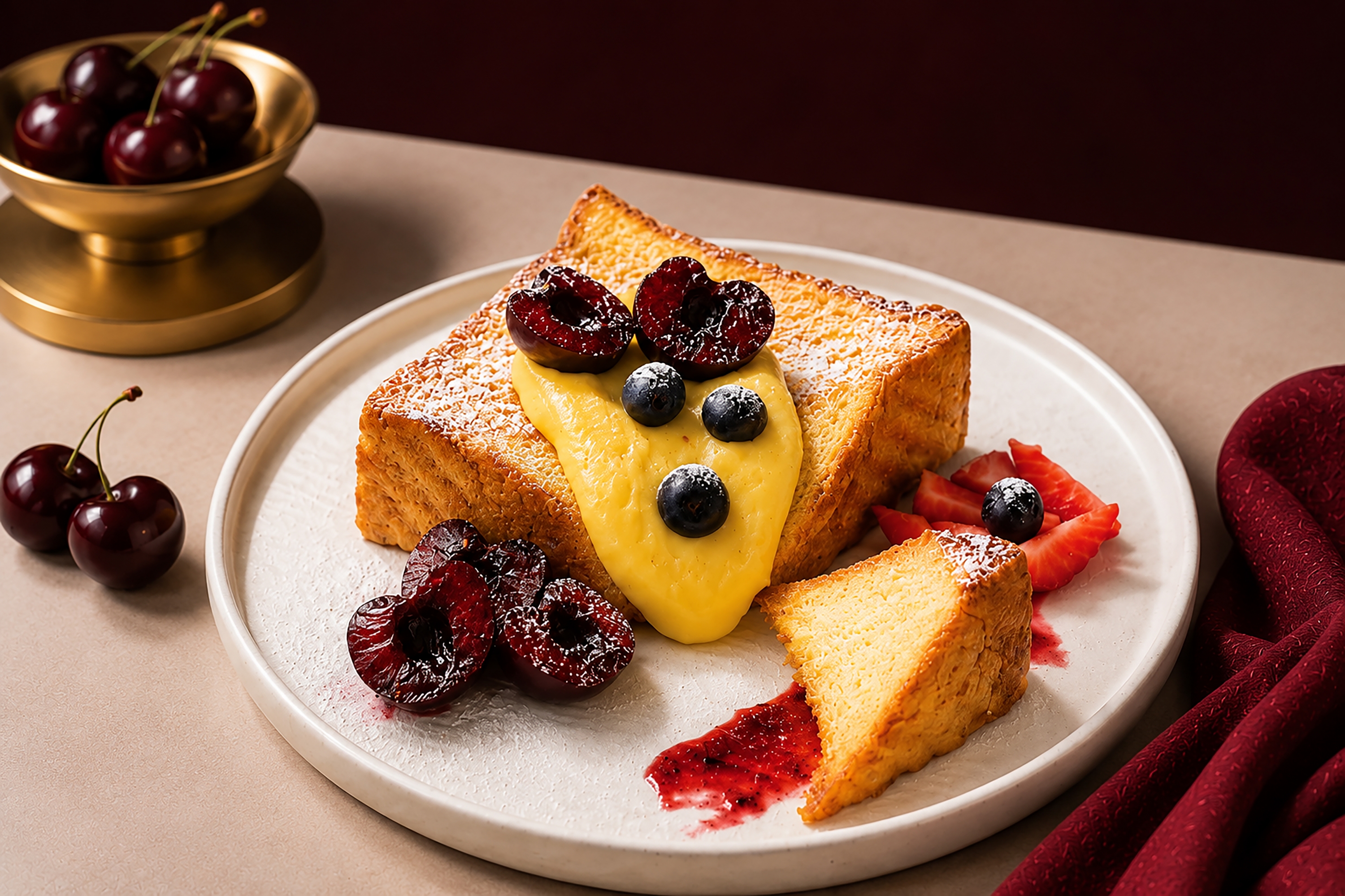 Berry Cherry Toast với Vanilla và sốt Cherry